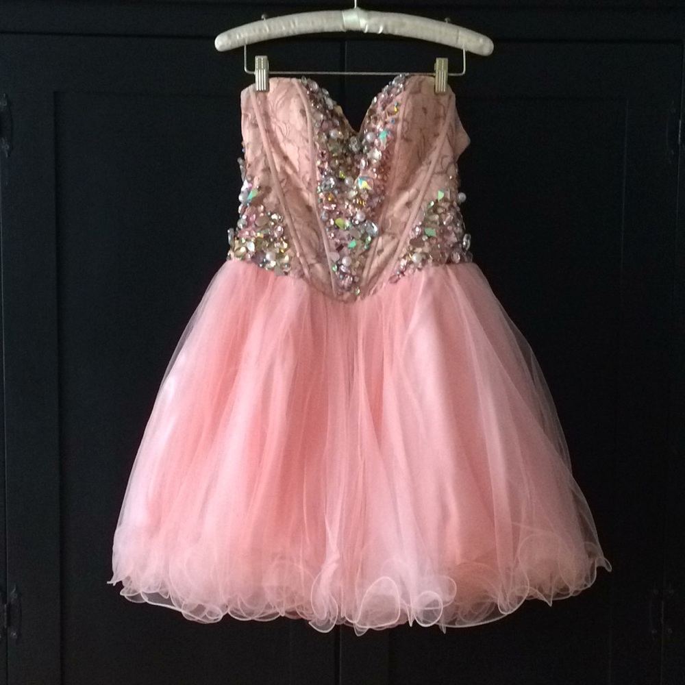 Pink short prom dress
